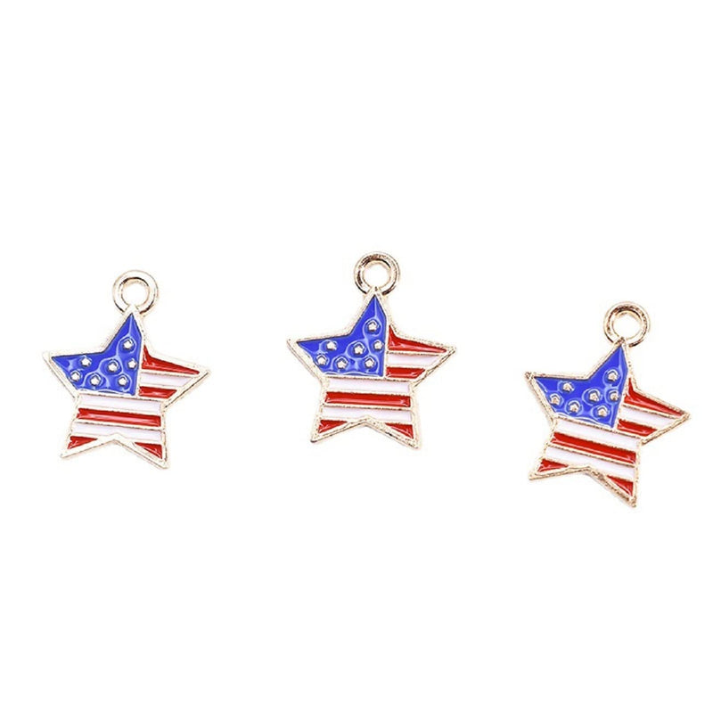 Decoendiy 90pcs American Flag Charms, Alloy Enamel Patriotic Pendant Heart Star Charm Ornament for Independence Day DIY Jewelry Bracelets Necklaces Earrings Making - NewNest Australia