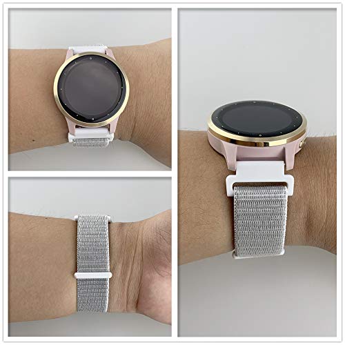 Sport Mesh Strap Compatible with Garmin vivoactive 4S/Venu 2S Smartwatch Replacement Woven Nylon Wristband Quick Release 18mm (13#) Seashell Small (Fits 5.3"-6.7" wrists) - NewNest Australia
