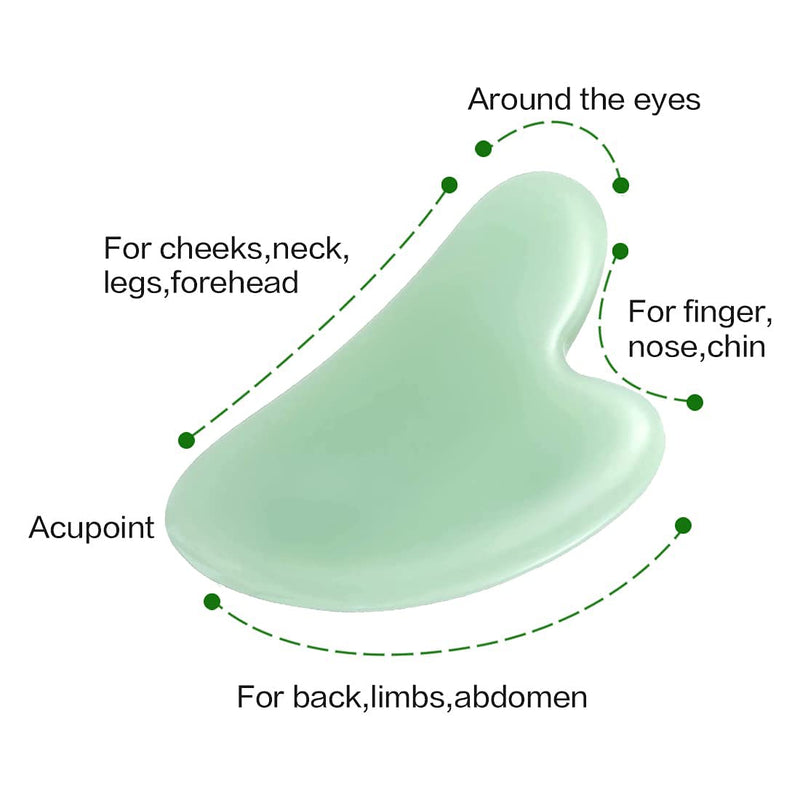 Gua Sha Tool, Jade Stone Guasha Massage Tool for Scraping Facial and SPA, Gua Sha Stone Facial Gua Sha Tools Gua Sha Scraper for Slimmer Face and Contouring Green (Green) - NewNest Australia
