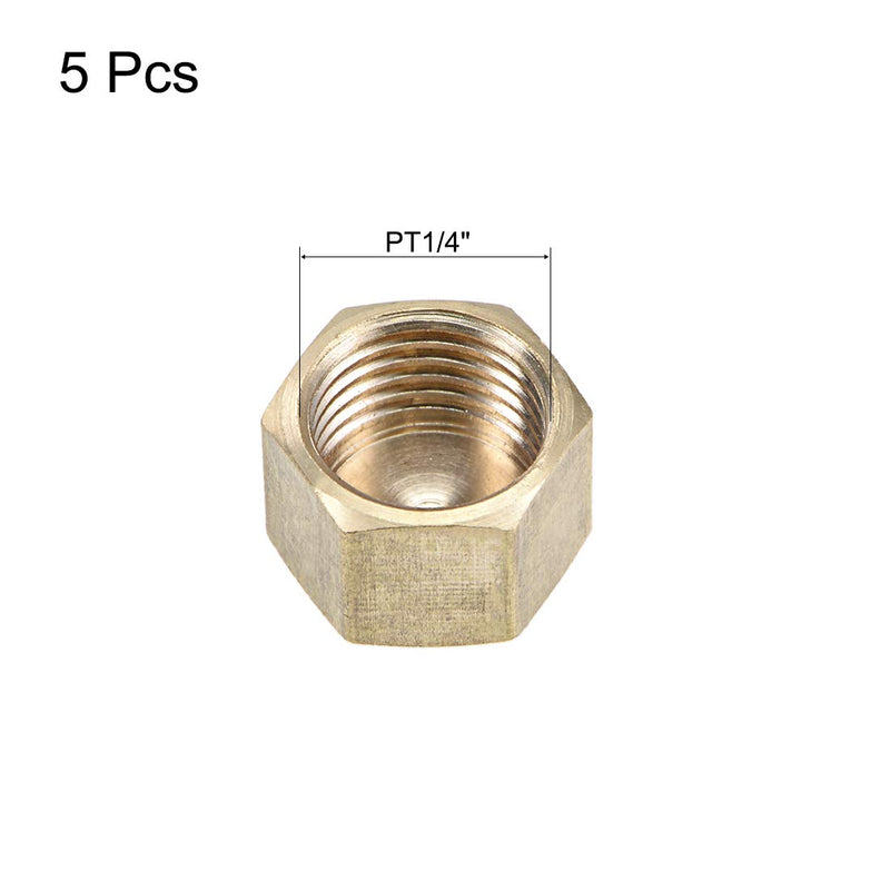 uxcell 1/4-Inch Brass Cap 5pcs PT1/4 Female Pipe Fitting Hex Compression Stop Valve Connector - NewNest Australia