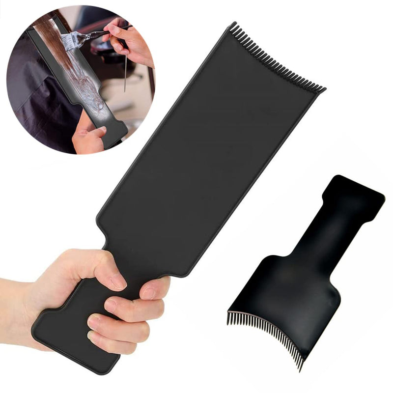 YiFENCHEN 2PCS Hair Dye Board Highlighting Board with Teeth Flat Top Comb Board Balayage Hair Dye Kit for Hair Dye Salon Home Multicolor Hair Coloring, Black - NewNest Australia
