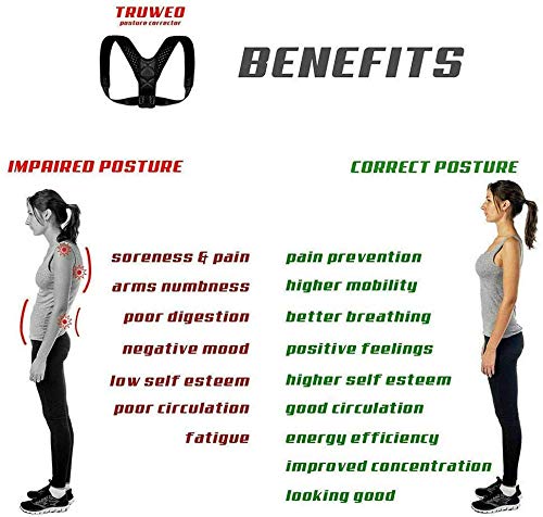 Spinegear Posture Corrector Adjustable back brace, back support, shoulder straps slouching corrector, upper back harness posture back straightener Pain Relief For Men And Women black M - NewNest Australia