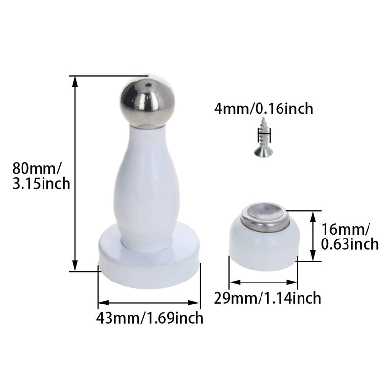 MroMax Stainless Steel Door Magnetic Catch Holder Stopper Doorstop White 2pcs 2 Pieces Brushed- White 802 - NewNest Australia