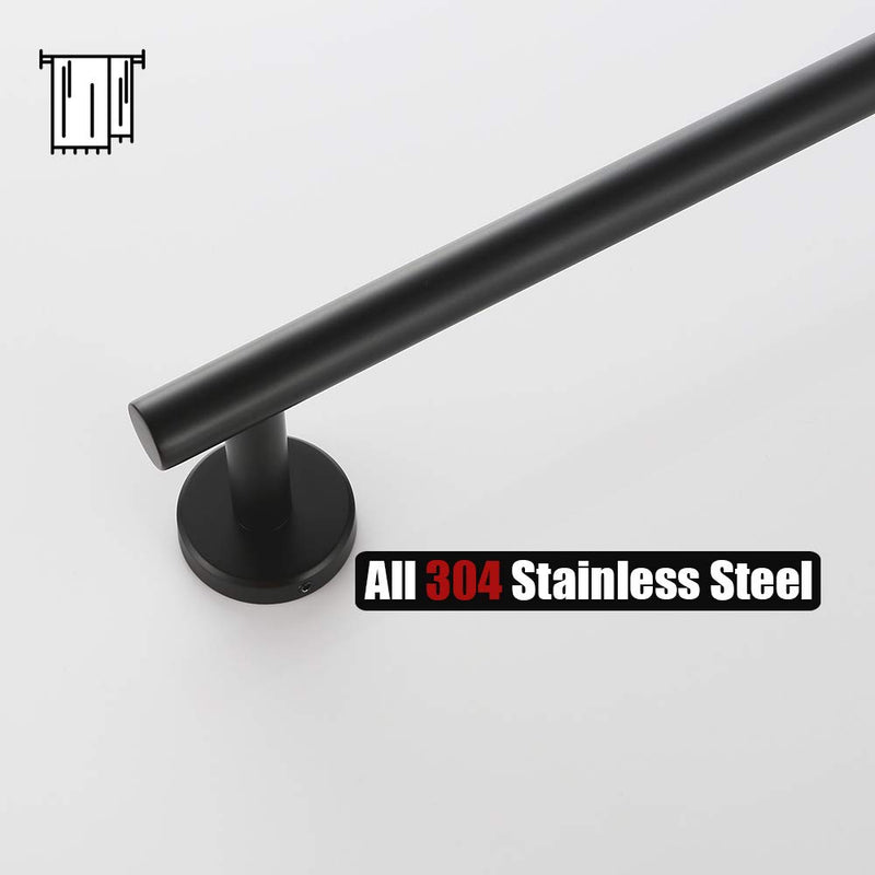 NewNest Australia - JQK Black Towel Bar, 18 Inch Stainless Steel Towel Rack Bathroom, Towel Holder Brushed Finished Wall Mount, Total Length 20 Inch, TB110L18-PB 20.5 Inch 