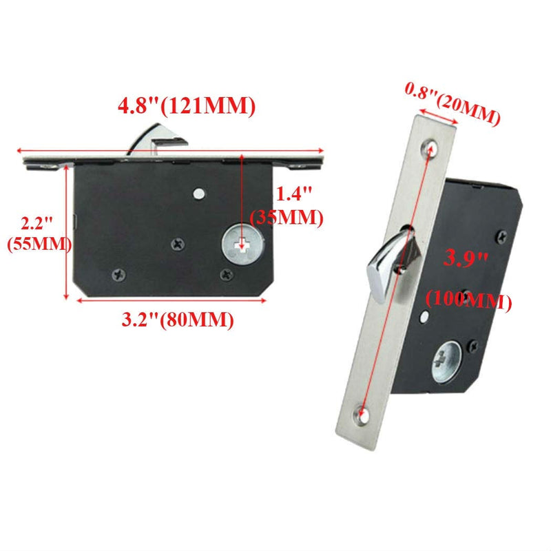 LWZH 7.1" Sliding Door Mortise Lock Latch Invisible Recessed Handle Set with 3 Keys Interior Wood Pocket Door Lock Furniture Hardware(Black) Black - NewNest Australia