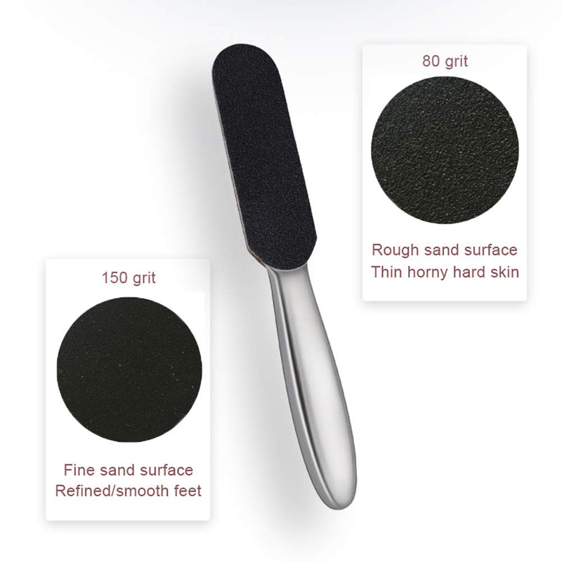 Stainless Steel Double-Sided Foot File and Callus Remover for Hard Skin Professional with Ten Free Refill Grits Replacement Pads - NewNest Australia