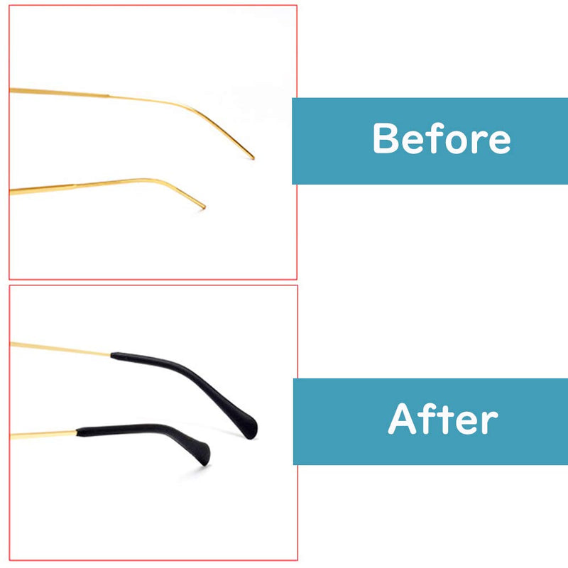 8 Pairs Eyeglass End Tips Ear Sock Pieces Anti-Slip Tube Replacement Tips Silicone for Thin Metal Eyeglass Legs, Black - NewNest Australia