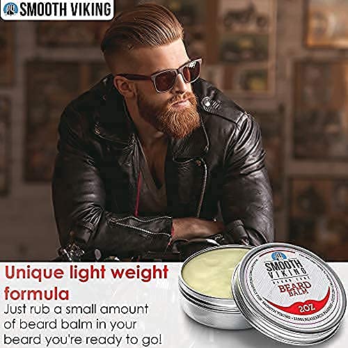 Beard Balm with Leave-in Conditioner- Styles, Strengthens & Thickens for Healthier Beard Growth, while Argan Oil and Wax Boost Shine and Maintain Hold- 2 oz Smooth Viking - NewNest Australia