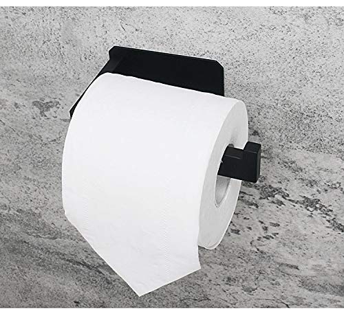NUZAMAS Self Adhesive Toilet Paper Holder, Stainless Steel Wall Mount Drill Free, Black Toilet Roll Holder, Towel Hanger for Bathroom Kitchen Home - NewNest Australia