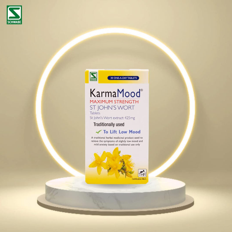 Schwabe KarmaMood Maximum Strength - St John's Wort Extract 425mg - Traditionally Used for Low Mood and Mild Anxiety - Traditional Herbal Medicinal Product - 30 Tablets 30 Count (Pack of 1) - NewNest Australia