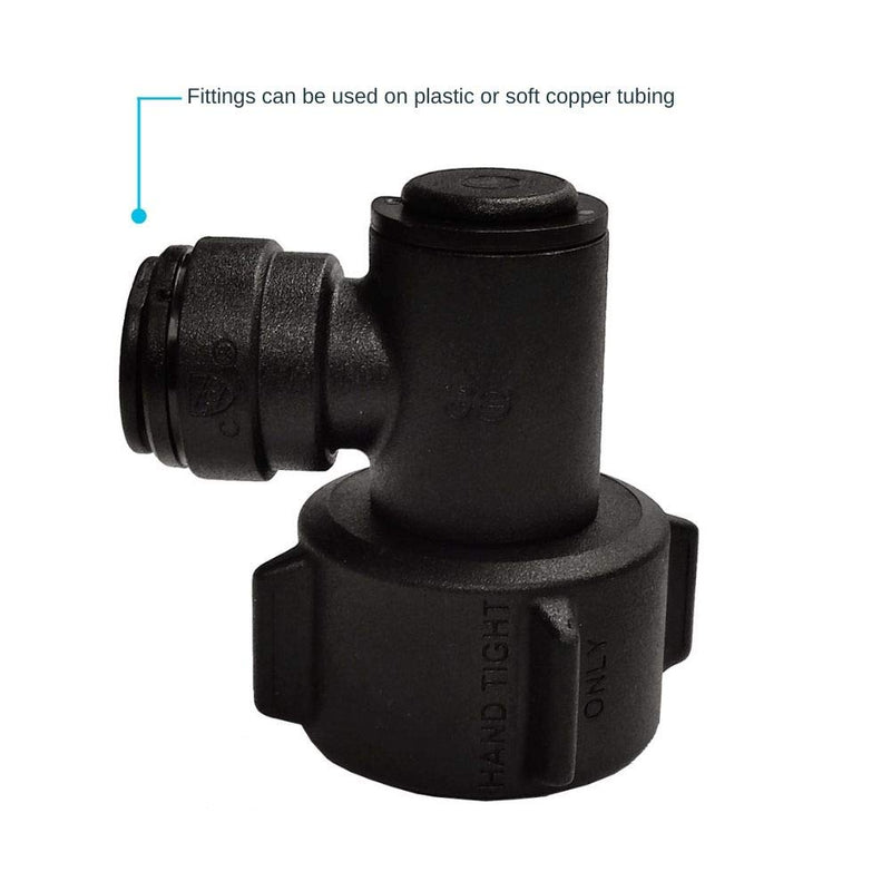 John Guest Speedfit NC2723P Female Swivel Elbow, Push-to-Connect, 3/8 OD x 3/4 NH , Black - NewNest Australia