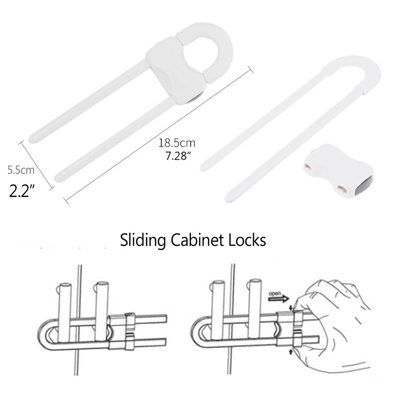 Sliding Cabinet Locks, Child Safety Locks U-Shaped Adjustable Child Proof Locks Multi-Purpose Latches for Drawers Closets Refrigerators Storage Doors Knobs Handles, 4PCS - NewNest Australia