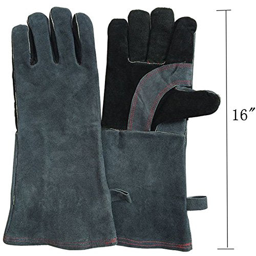 TINTON LIFE 16-Inch Thermostability Leather Gloves Welding Safety Insulating Gloves (Grey) Grey - NewNest Australia