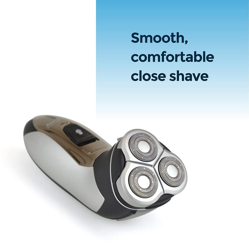 Paul Anthony Pro Series 3 Titanium Mens Cordless Rotary Shaver / 3 Titanium Steel Flexible Heads / 40 Minute Usage / Washable Head / Comfortable Rubberised Grip - Silver / Black - H5010BK Rotary Shaver Pro - NewNest Australia