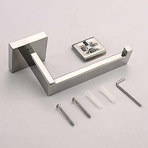 Leyden Chrome Toilet Paper Holder, Bathroom Polished Modern Tissue Roll Holder, Silver Square Wall Mounted Roller Paper Storage - NewNest Australia