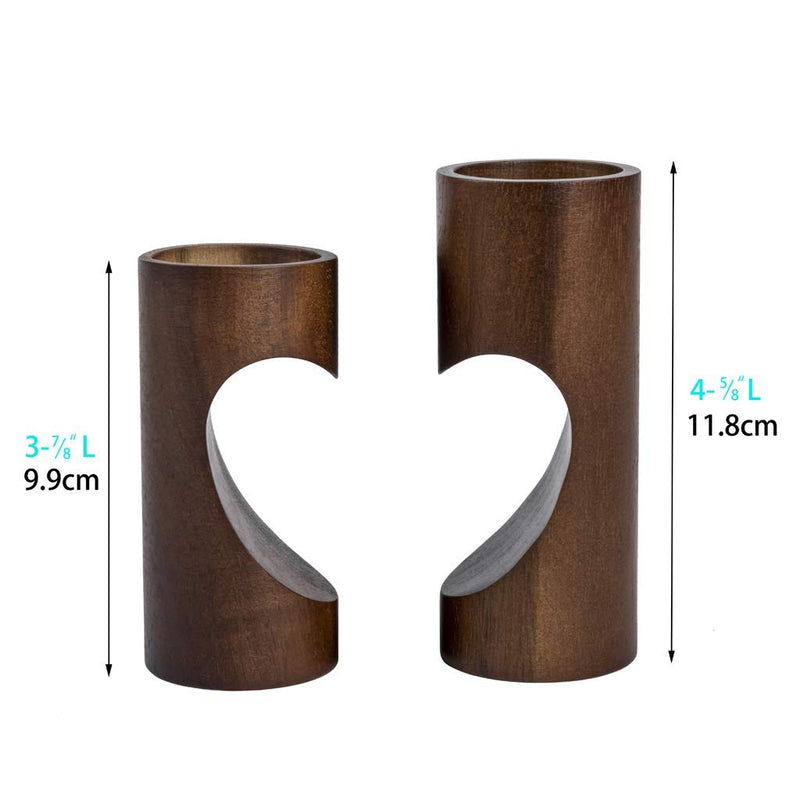 NewNest Australia - ChasBete Romantic Tea Light Candle Holders Decorative, Wood Tealight Candle Holder Set of 2 Unity Heart Pedestal for Home Décor Tealight Holder Dark 