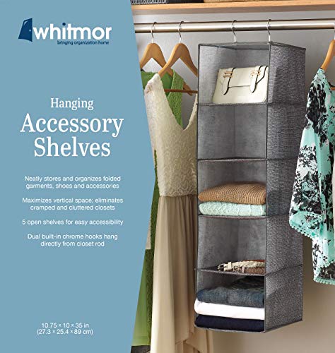 Whitmor Hanging Accessory Shelves 5 Open Sweater Shelves Crosshatch Gray - NewNest Australia