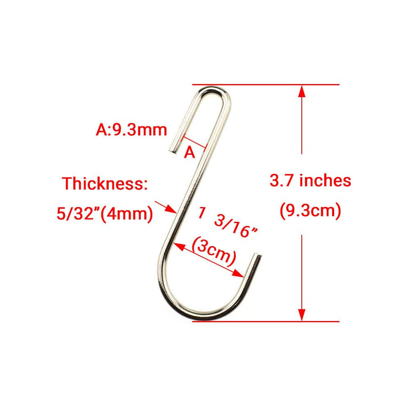 NewNest Australia - LQJ Pro Large S Hooks Anti-Rust Hang Iron Cast Pots and Pans from Wire Rack Shelf Narrow End Don't Come Off 7 Pack 3.7" Length Solid Metal Hang Tools Kitchenware Belt Handbag in Closet Pantry Garden 