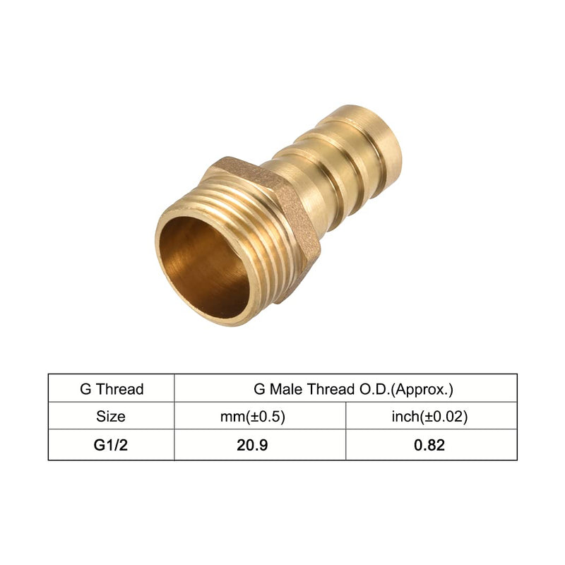 uxcell Brass Hose Barb Fitting,Connector,14mm Barb x G1/2 Male Pipe Adapter,2Pcs - NewNest Australia