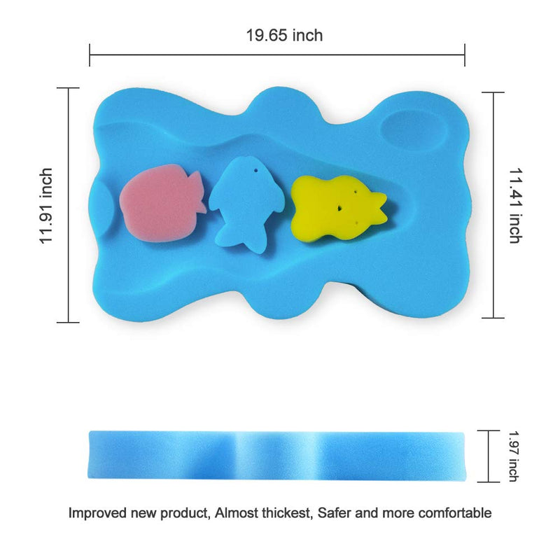 HALLO Soft Infant Bath Sponge Skid Proof Baby Bath Mat Newborn Odor Free (Blue) Blue - NewNest Australia