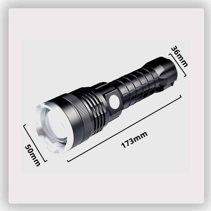 LED Torch, Tactical USB Rechargeable XHP70 LED Flashlight 12000 Lumens XHP70 Handheld Flashlight Zoomable Waterproof Torch Lamp for Hiking Fishing Camping Hunting - NewNest Australia