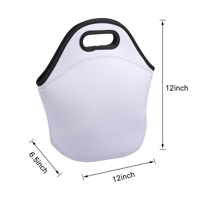 NewNest Australia - HooAMI Sublimation Blank Lunch Bag Reusable Insulated Thermal Lunch Box Carry Case Handbags Tote with Zipper for Adults Kids Nurse Teacher Work Outdoor Travel Picnic White 