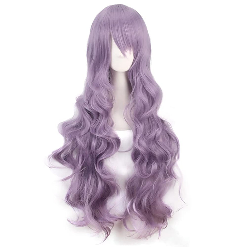 YEESHEDO 32" 80 cm Long Wavy Curly Hair Cosplay Wigs with Bangs for Women Girls Heat Resistant Synthetic Wig for Party Costume Anime Halloween (Lavender Purple) Ash Purple - NewNest Australia
