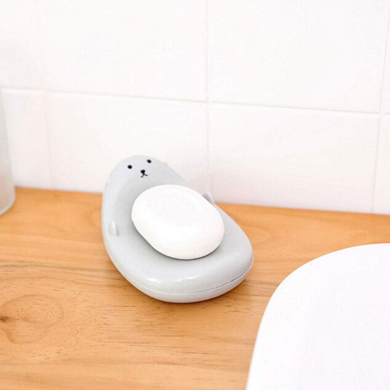 GARASANI Cute Cartoon Animal Soap Box Bathroom Creative Plastic Water Drain Soap Rack Washing Sponge Holder Concise Style (Blue) - NewNest Australia