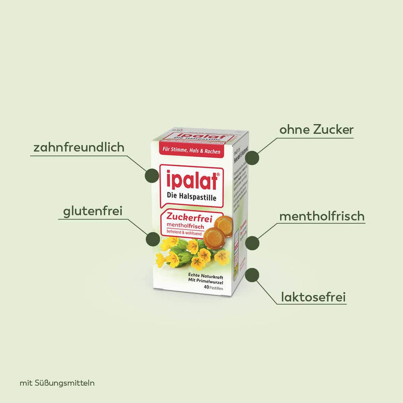 ipalat throat lozenges sugar-free: for hoarseness and cough irritation, with menthol, primrose root, anise and fennel, 120 lozenges 120 pieces (pack of 1) - NewNest Australia
