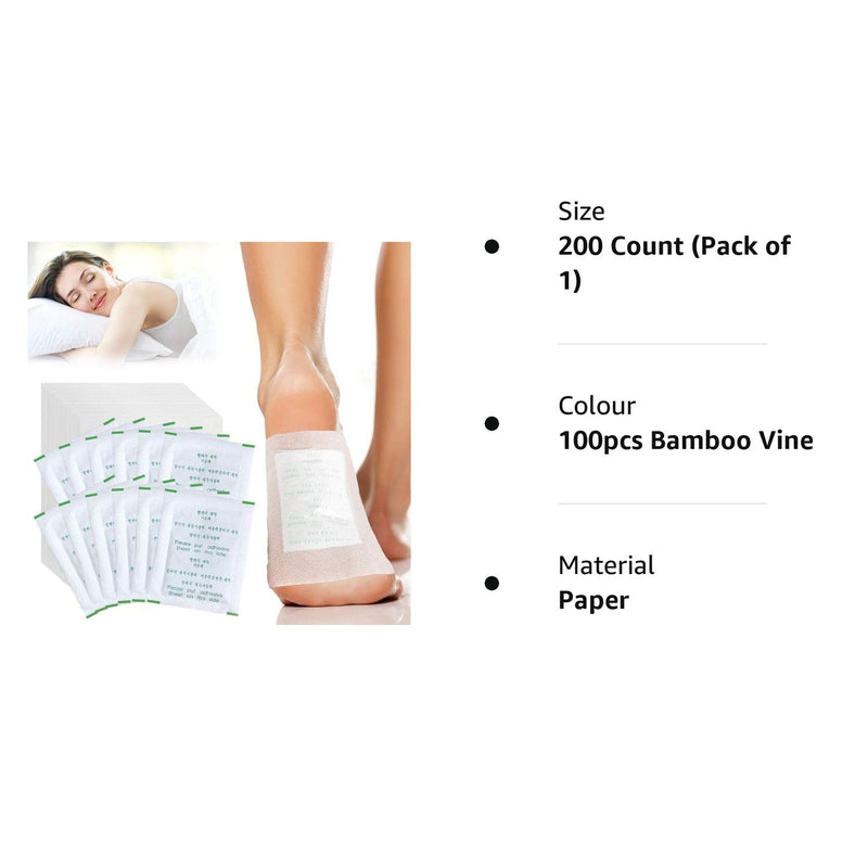 100pcs Detox Foot Patches, Funpa Foot Detox Pads Natural Organic Foot Pads Toxins for Clean Body&Pain Relief&Stress Relief&Improve Sleep Quality with Foot Detox Patches (White) (100pcs Bamboo Vine) - NewNest Australia