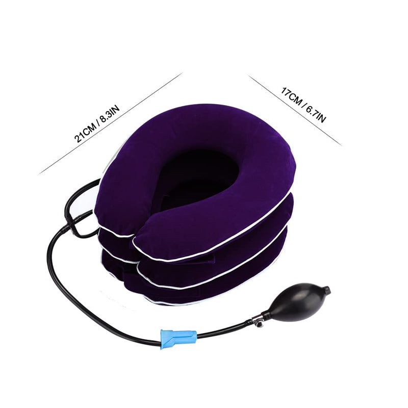 Cervical Neck Traction Device Neck Stretcher Inflatable Cervical Collar Neck Support Brace with Inflating Pump for Neck Pain Relief(Purple) Purple - NewNest Australia