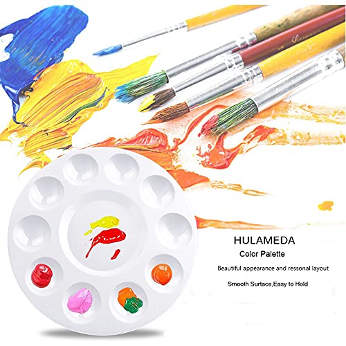 Hulameda 10pcs Paint Tray Palettes,Plastic Round Pallet for Kids or Pupils to Painting, DIY Craft at Home, Kindergarten or School 10pcs-white - NewNest Australia