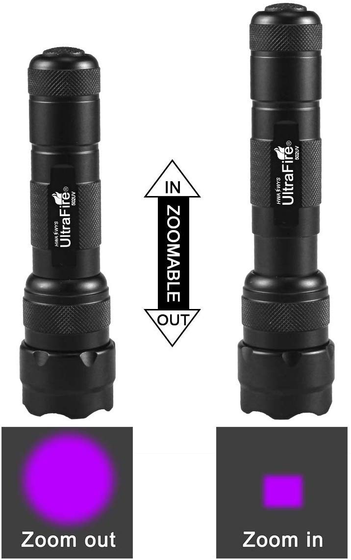 UltraFire UV Flashlight 395-405 nm Led Blacklight with 18650 Battery and Charger for Curing UV Glue, Leak Detector, Pet Urine Stain - NewNest Australia