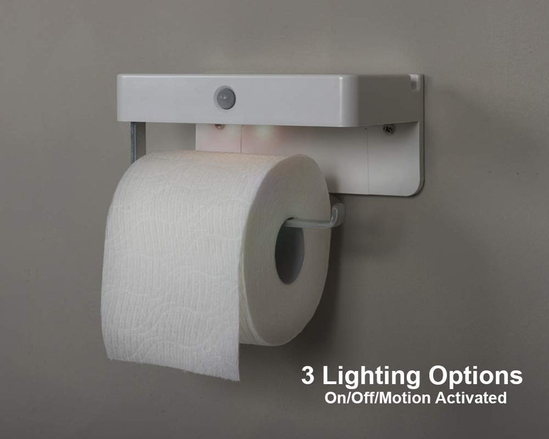 Italia LE5001 LED Toilet Motion Activated Light and Shelf Paper Holder Nightlight, White - NewNest Australia