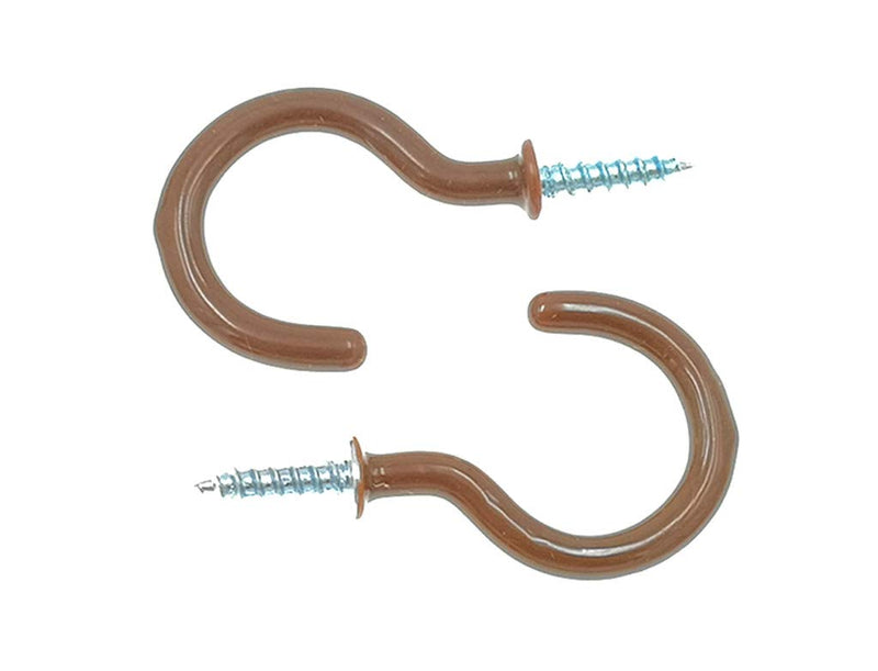 NewNest Australia - Kinteshun Cup Ceiling Hooks,Medium Size Vinyl Coated Screw-in Open Hooks Hangers(50pcs,1.25 inches,Brown) 1-1/4" (Brown,50pcs) 