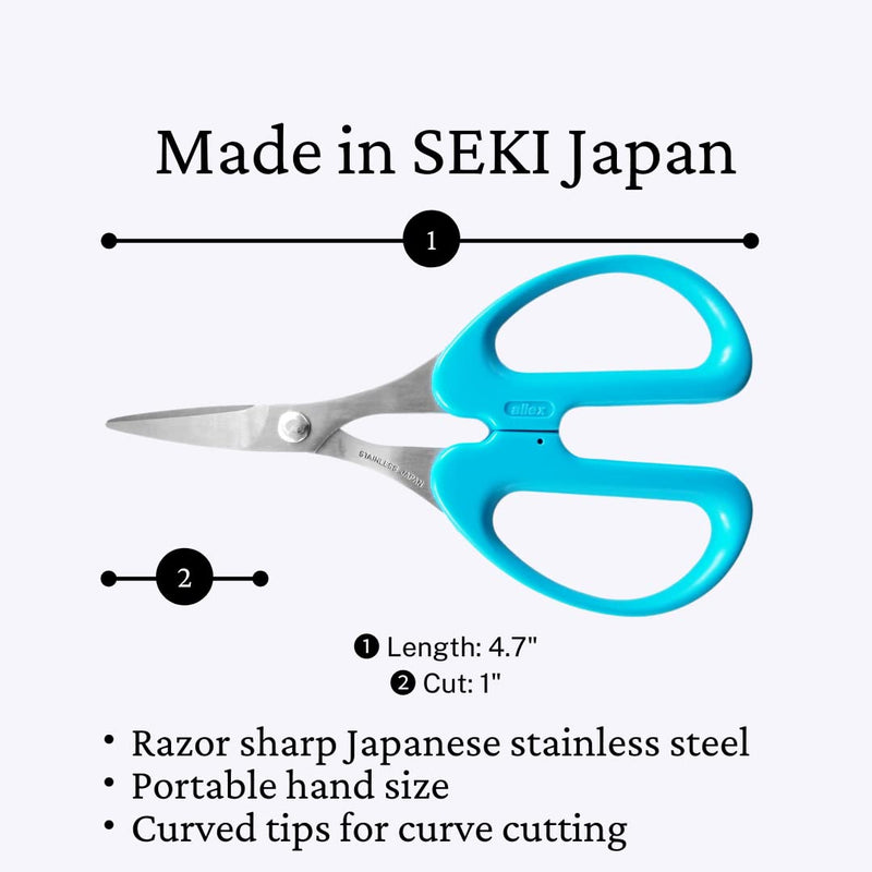 ALLEX Ostomy Scissors Curved Blunt Tips, Razor Japanese Stainless Steel Blade Precision Ostomy Wafer Cutting Tool, Colostomy Bag and Ileostomy Stoma Care Supplies, Blue, Made in Japan - NewNest Australia