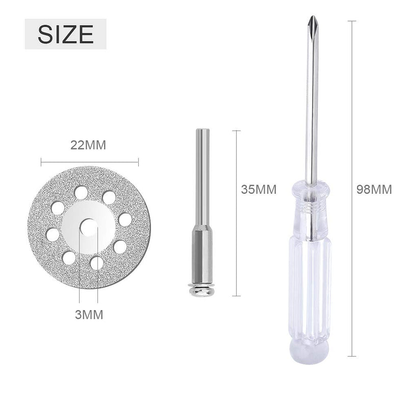 545 Diamond Cutting Wheel (22mm) 25pcs with 402 Mandrel (3mm) 5pcs and Screwdriver for Rotary Tool - NewNest Australia