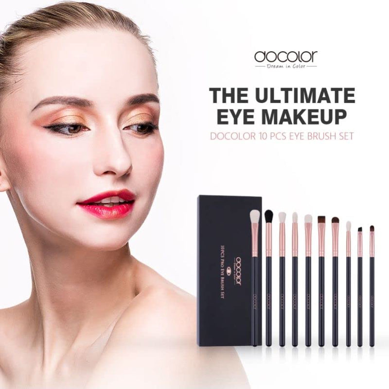 Docolor Fluffy Eyeshadow Brushes Set 10 Pcs Eye Makeup Brushes Professional Soft Eyeshadow Brush Rose Gold Makeup Brushes Eyeshadow Blending for Eyeliner, Eyelash, Eyebrow, Shading & Blending - NewNest Australia