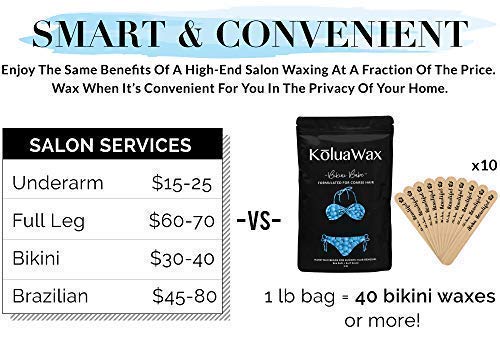 Hard Wax Beads for Hair Removal – Coarse Body Hair Formula – Our Strongest Wax for Brazilian, Underarms, Back and Chest – Large 1lb Refill Pearl Beans for Wax Warmers – Blue Bikini Babe by KoluaWax - NewNest Australia