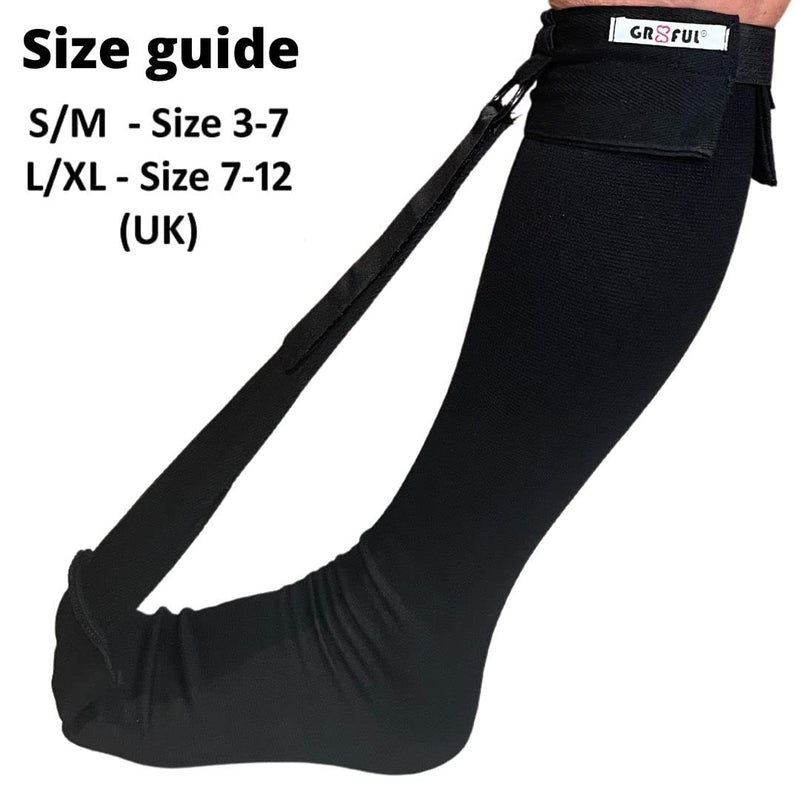 gr8ful® Plantar Fasciitis Night Sock Brace | Dorsal Splint Compression Socks for Achilles Tendonitis & Plantar Fasciitis Treatment | Provides a gentle stretch overnight | Lightweight | Black (s/m) S - NewNest Australia