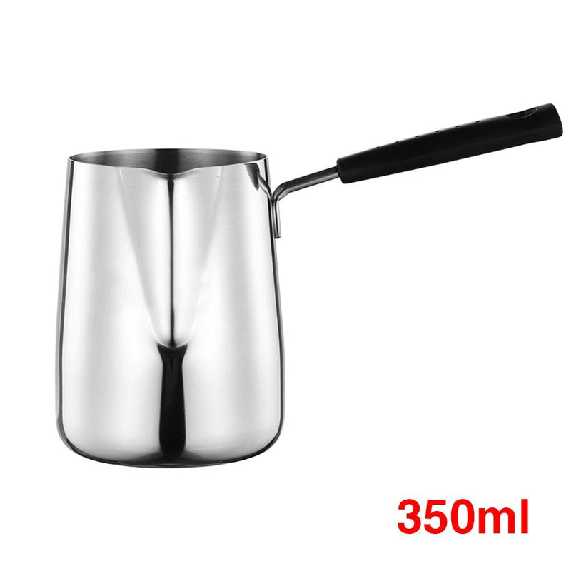 POHOVE Turkish Coffee Pot Stainless Steel Warmer Coffee Pot Coffee and Butter Warmer Espresso Coffee Decanter Long Handle Tea Warmer Milk Ergonomic Coffee Pot with Spout Home Restaurant 350ml - NewNest Australia