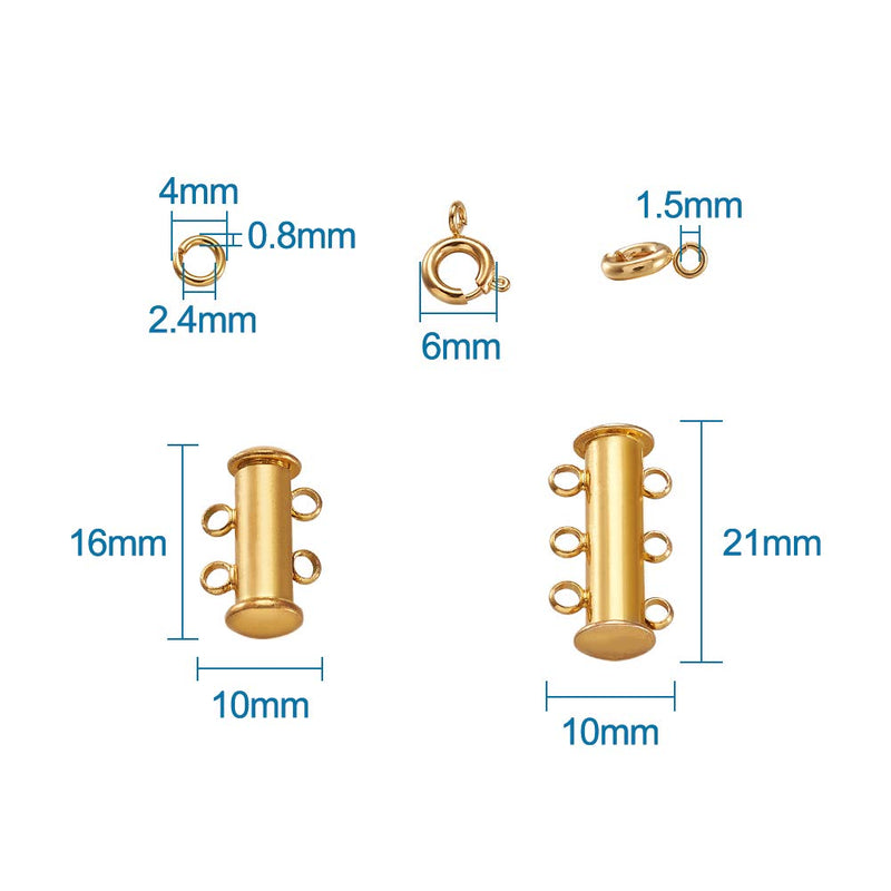 Pandahall 2-3 Strand Brass Jewelry Slide Lock with 40pcs Brass Close but Unsoldered Jump Rings and 20pcs Brass Spring Ring Clasps for Bracelet Necklace Jewelry Making (Silver &Golden) 2-3 Strand Clasps-Silver &Golden - NewNest Australia