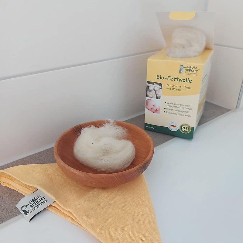 Gr√Únspecht Organic Fat Wool For The Care Of Sensitive Baby Bottoms And Stressed Nipples, Sheep'S Wool With A High Lanolin Content, Resealable Dispenser Box (638-00) - NewNest Australia