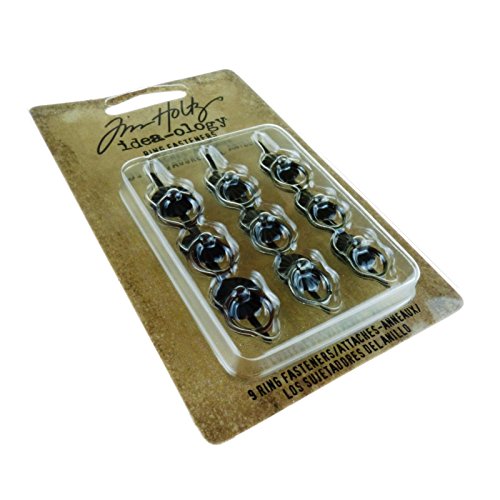 Tim Holtz Idea-ology Ring Fasteners, 9 Brad Fasteners with Fluted Tops and Attached Jump Rings, Nickel, Brass, Copper, Craft Embellishments, TH93060 - NewNest Australia