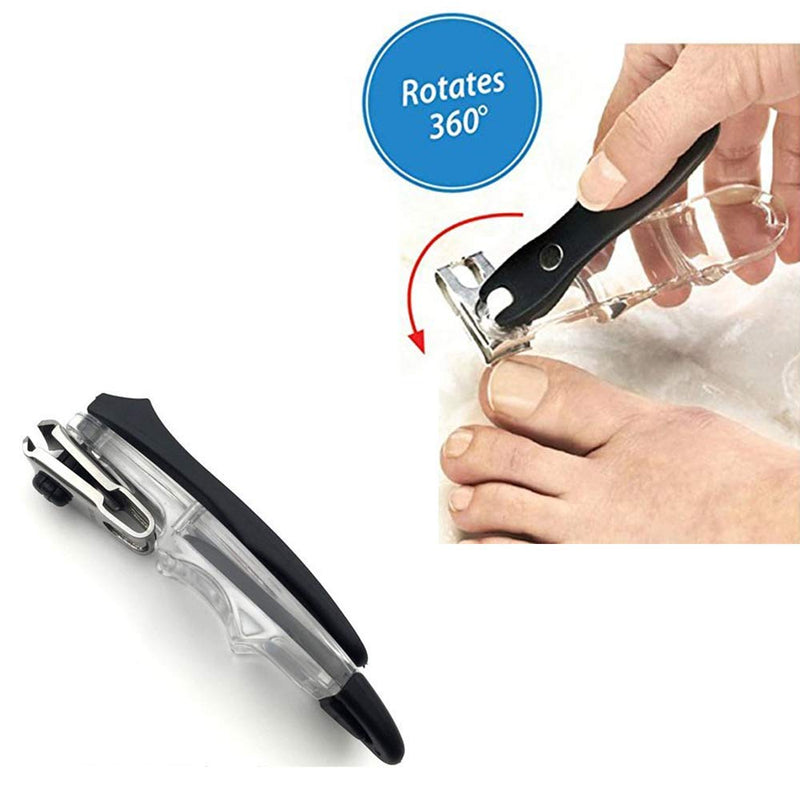 CAREOR 360 Degree Rotary Nail Clipper | Stainless Steel Sharp Blade Fingernail Toenail Clipper, Trimmer And Cutter Toe nail Clipper - Ergonomic Design To Easily Trim Finger And Toenails (Black) Black - NewNest Australia
