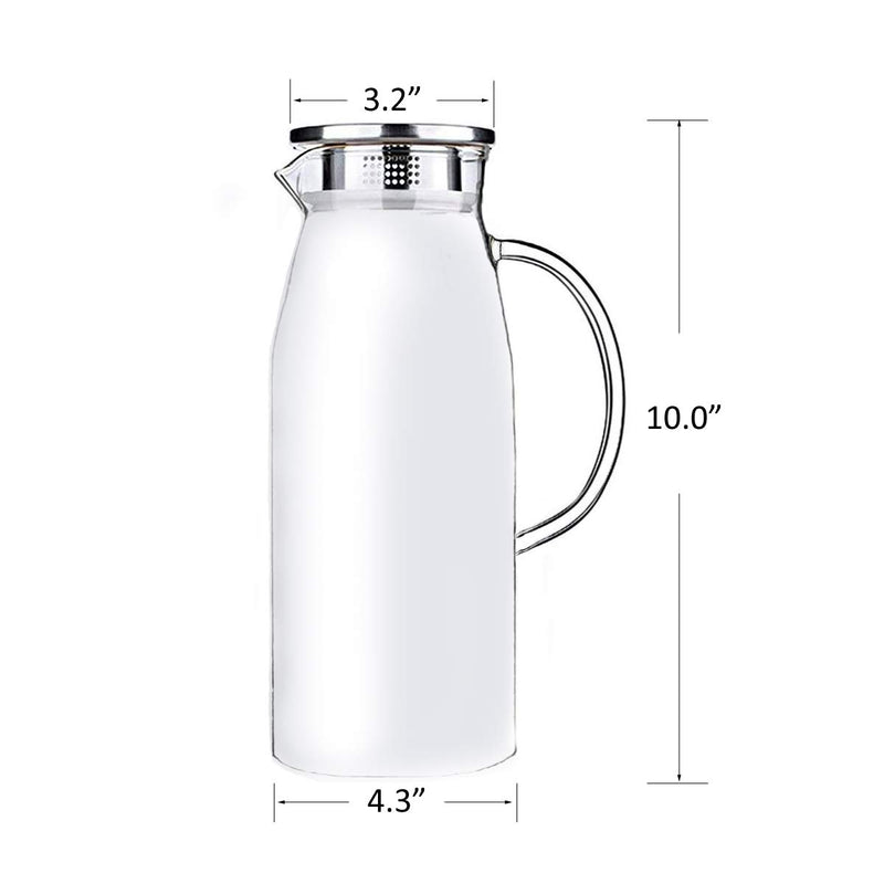 Artcome 60 Ounces Glass Iced Tea Pitcher with Stainless Steel Strainer Lid, Hot/Cold Water Jug, Juice Beverage Carafe - NewNest Australia