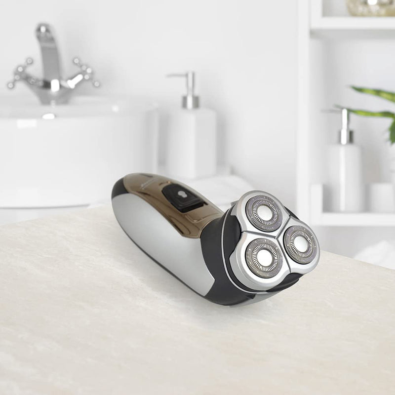 Paul Anthony Pro Series 3 Titanium Mens Cordless Rotary Shaver / 3 Titanium Steel Flexible Heads / 40 Minute Usage / Washable Head / Comfortable Rubberised Grip - Silver / Black - H5010BK Rotary Shaver Pro - NewNest Australia
