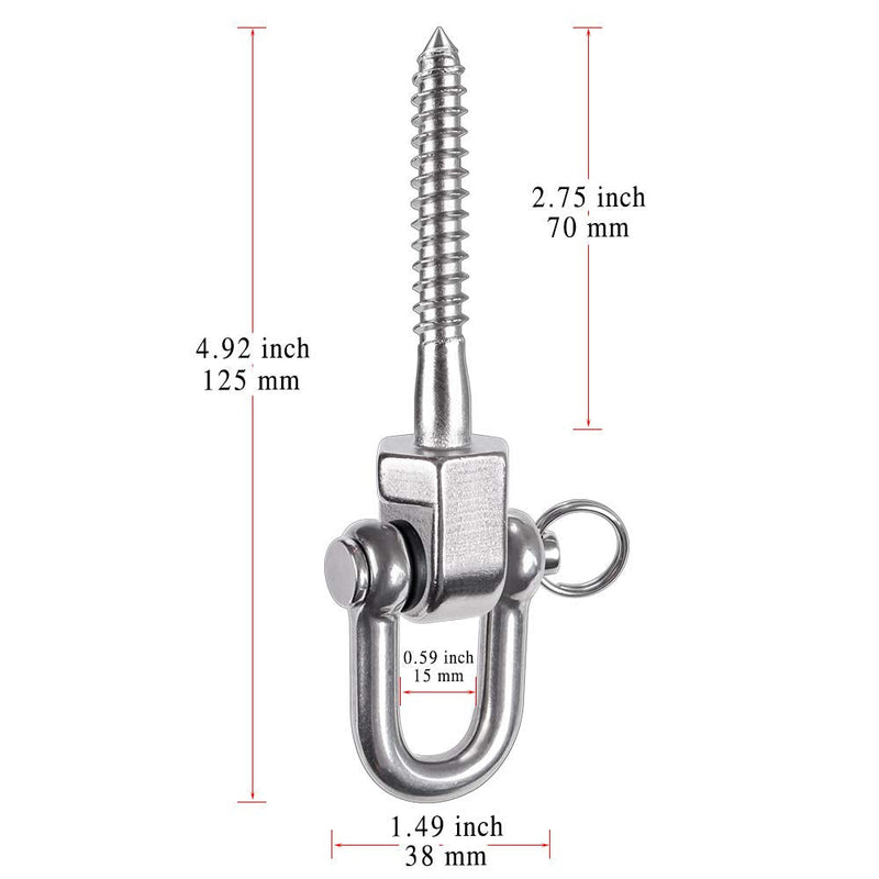 BeneLabel Set of 2 Permanent Antirust Stainless Steel 304 Screw Bracket Heavy Duty Swing Hanger 1800LB Capacity, Indoor Outdoor Playground Yoga Hammock Chair, Hardware Swing Sets - NewNest Australia