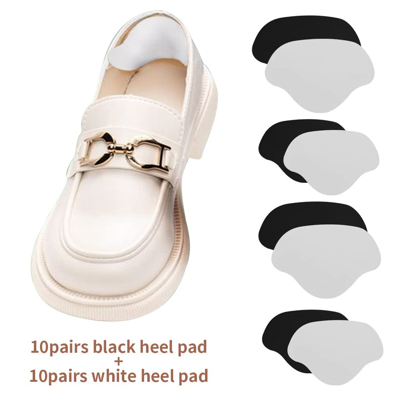 20 Pairs of Sneaker Repair Patch, Shoe Heel Repair Patch, Heel Protection for Shoes, Heel Pad Trainers, for Too Large Shoes (Black + White) - NewNest Australia