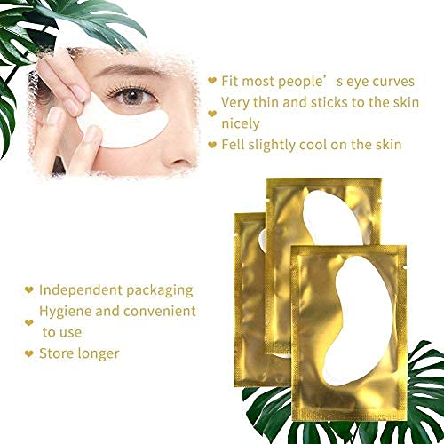 Arison Lashes Eye Gel Pads 50 Pairs Eyelash Extension Under Eye Gel Patches Lint Free Eye Patches with Smooth Front Side and Collagen Back Side Eye Pads for Individual Eyelash Extension (Gold) Gold - NewNest Australia